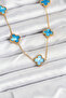 316L Steel Chain Gold Ice Blue Color Clover Necklace -