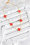 316L Steel Chain Gold Red Color Clover Women's Necklace - - 2
