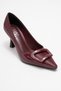 Astra Burgundy Striped Buckle Women's Heeled Shoes - 3