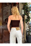 Women's Brown Folded Strapless Blouse Hzl24S-Zk11301 - 7