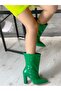 PARIS GREEN QUILTED Patent Leather Heeled SHORT BOOTS BOTTİE - 3