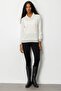 Women's Polo Neck Silvery Striped Wool Blouse Bone - 4
