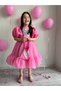 Girl's Pink Heart and Ruffle Detailed Karolin Princess Birthday Evening Dress + Bag + Buckle - 5