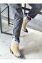 DORİ BEIGE SUEDE BLUE SNAKE LEATHER DETAIL DALLAS WESTERN BOOTS - 3