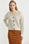 Collar Detailed Buttoned Knitwear Cardigan - Stone - 3