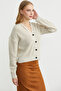 Collar Detailed Buttoned Knitwear Cardigan - Stone - 4