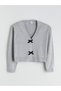 Esvab • Modern & Distinctive V-Placket Bow Detailed Girls' Knitwear Cardigan