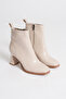 Meylin Beige Matte Patent Leather Blunt Toe Women's Boots - 3
