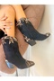 DORİ BLACK SUEDE LEOPARD DETAIL DALLAS WESTERN BOOTS - 4