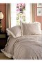 Brown-Beige 100% Cotton Ruffle Yarn-Dyed Double Duvet Cover Set,Modern Striped Bedding Set