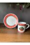 Handmade New Year - Christmas Bell Model 4 Pieces 2 Person Porcelain Turkish Coffee Cup Set
