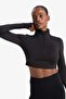 W0343 Black Defactofit Slim Fit Slim-Fit Zippered Stand-Up Collar Soft Fuzzy Inside Stretchy Fabric U - 4