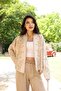 Leaf Embroidered Belted Jacket Ecru - 3