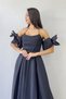 Women's Draped Halter Neck Bow Sleeve Detail Evening Dress Baby Blue, Aqua Green, Black, White - 7
