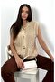 Thick Knitted Double Pocket Metal Button Trendy Vest Cream - 4