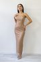 Women's Strapless Beaded Midi Length Evening Dress Lilac, Aqua Green, Baby Blue, White, Black, Gold - 5