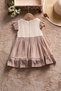 Brown Ruffled Sleeves Lace Embroidered Baby Girl Dress 22656 - 7