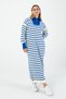 Striped Knitwear Dress Blue White – Comfortable and Stylish Hijab Compatible Winter Model Standard Size