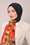 Navy Blue Floral Striped Cotton Shawl - 2