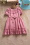 Pink Ruffle Detailed Short Sleeve Girls Pleated Dress 22651