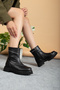 Black Zipper Detailed Flat Sole Women's Boots - 2