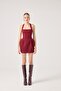 Mini Yerry Dress with Halter Neck and Pockets Burgundy - 3