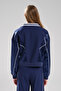 Women's Stripe Detailed Satin Fabric Garnished Design Blazer Jacket - 2