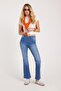 Women's Regular Fit Classic Cut Cotton Spanish Leg Navy Blue Jean Denim Pants - 2