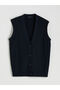 Navy Blue Standard Fit V-Neck Men's Knitwear Vest - 5