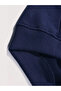 Girl's Navy Blue Crew Neck Minimal Ribbon Printed Embossed Sweatshirt - 4