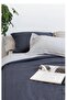 Navy Blue-Natural 100% Cotton Washed Vintage Double Duvet Cover Set, (200 X 220) - 4