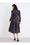 Black Ditsy Print Shirt Midi Dress - 5