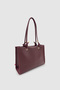 Ivora Knotted Handle Scarf Detailed Rectangular Tote Shoulder Bag Burgundy - 5