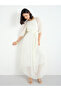 Pleated Balloon Sleeves A-Line Maxi Dress