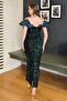 Emerald Sequined Sleeveless Dress - 5