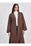 Brown Suede Look Front Open Abaya - 2