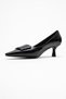 Marcia Black Print Buckle Women's Heeled Shoes - 4