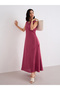 Red Solid Sleeveless A-Line Maxi Dress