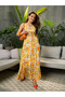 Yellow Floral Sleeveless Maxi Dress