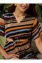 Multi Stripes Round Buckle Maxi Dress - 4