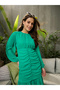 Green Front Ruched Detail Midi Dress - 2