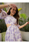 White Floral Waist Cut-Out Maxi Dress - 2