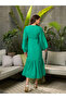Green Front Ruched Detail Midi Dress - 5