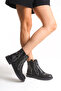 Black Leather Embroidered Western Cowboy Flat Women's Boots - 3