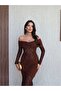 Open Shoulder Waist Draped Lace Dress - 2