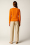 Orange Crew Neck Women's Sweater - 4