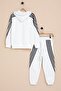 White Stripe Detailed Text Printed Hooded Boys' Tracksuit Set 21450 - 5