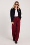 Women's Regular Fit Classic Cut High Waist Wide Leg Burgundy Trousers - 4