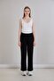 Women's Elastic Waist Regular Fit Knitwear Garnished Three Thread Non-Shardon Black Sweatpants - 2