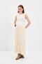 Wrinkled Look Long Suede Skirt Bone - 2